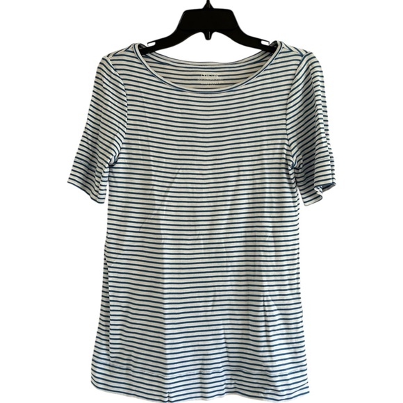 Chico's Tops - Chico's Striped Blue and White Size Small Short Sleeve Top